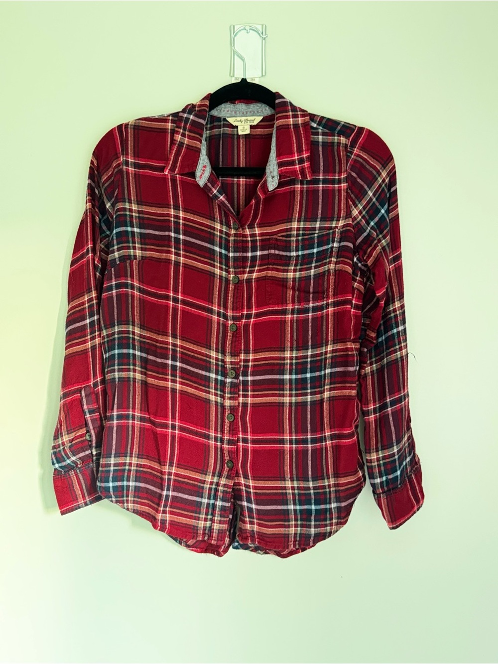 Lucky Brand Women’s Small Red Plaid Flannel Button-Up Shirt